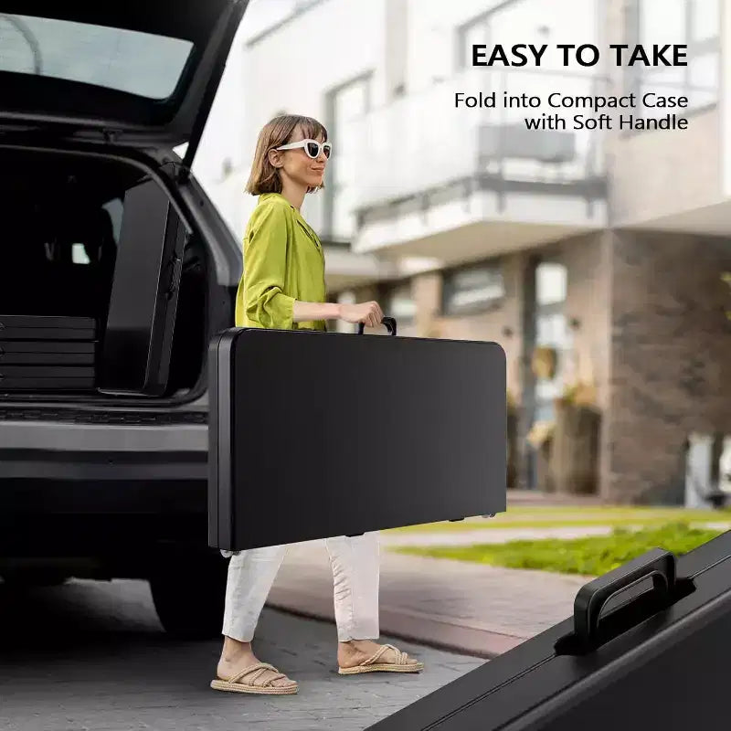 Tavolo pieghevole quadrato nero, 86 cm, 4 posti a sedere