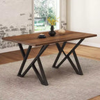 Okak 59IN Modern Rectangle Dining Table, Dinner Table with Stylish Metal Legs, Kitchen Table for Living Room, Dining Room, Kitchen, Walnut+black