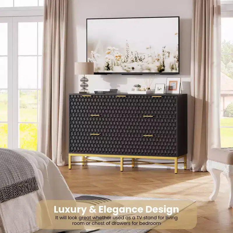 Cassettiera a 7 cassetti, Nero/Bianco, Telaio in metallo, Per una persona – Camera da letto e Soggiorno