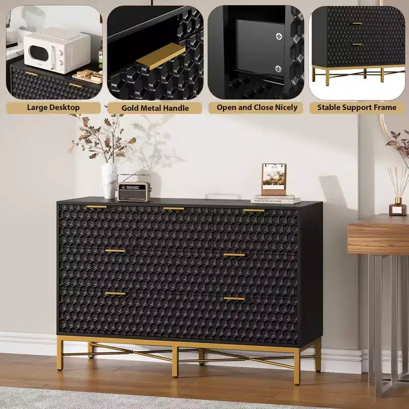 Cassettiera a 7 cassetti, Nero/Bianco, Telaio in metallo, Per una persona – Camera da letto e Soggiorno