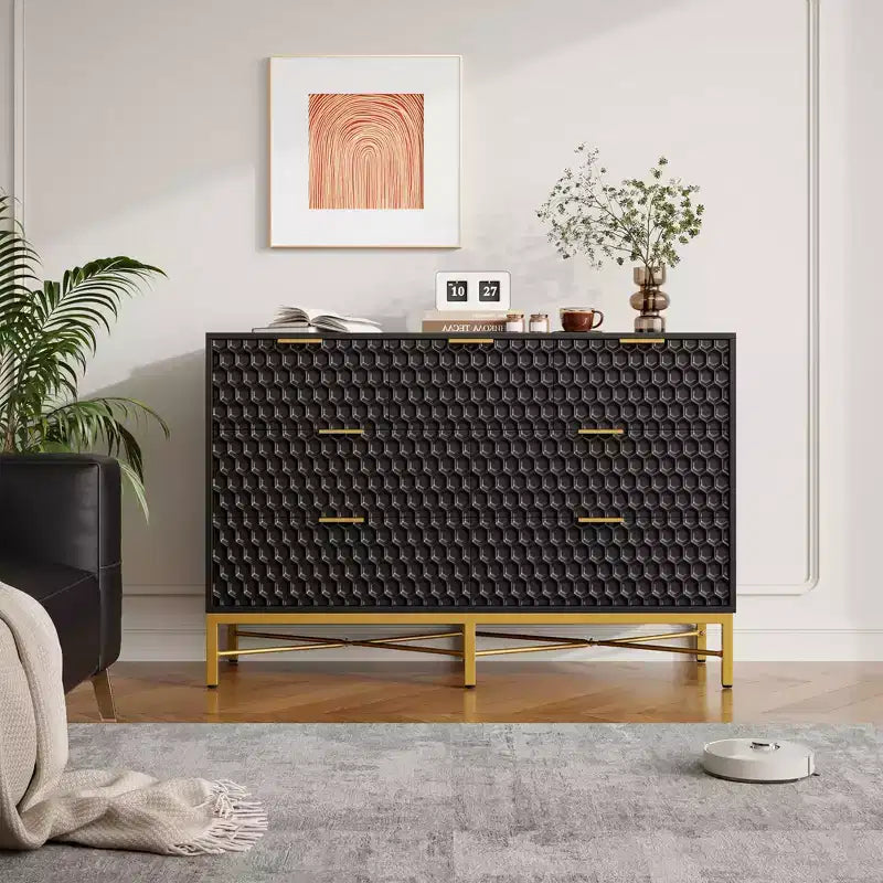 Cassettiera a 7 cassetti, Nero/Bianco, Telaio in metallo, Per una persona – Camera da letto e Soggiorno
