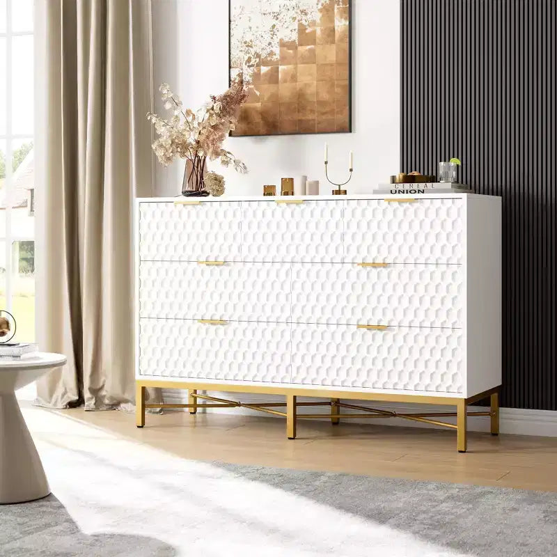 Cassettiera a 7 cassetti, Nero/Bianco, Telaio in metallo, Per una persona – Camera da letto e Soggiorno