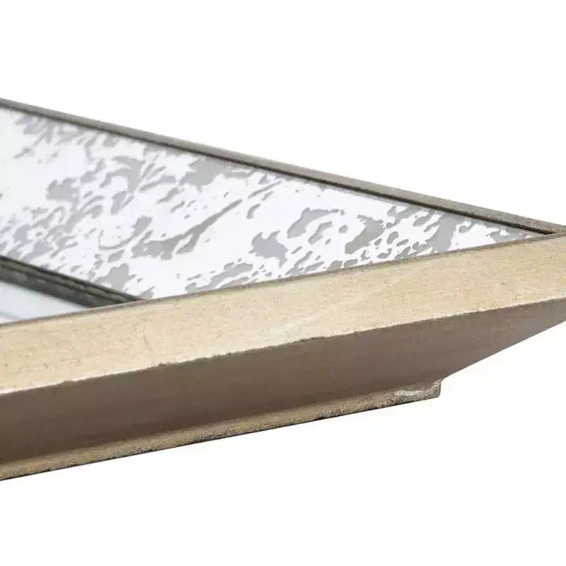 Specchio da parete rettangolare argento, cornice con accenti floreali, 1 pezzo