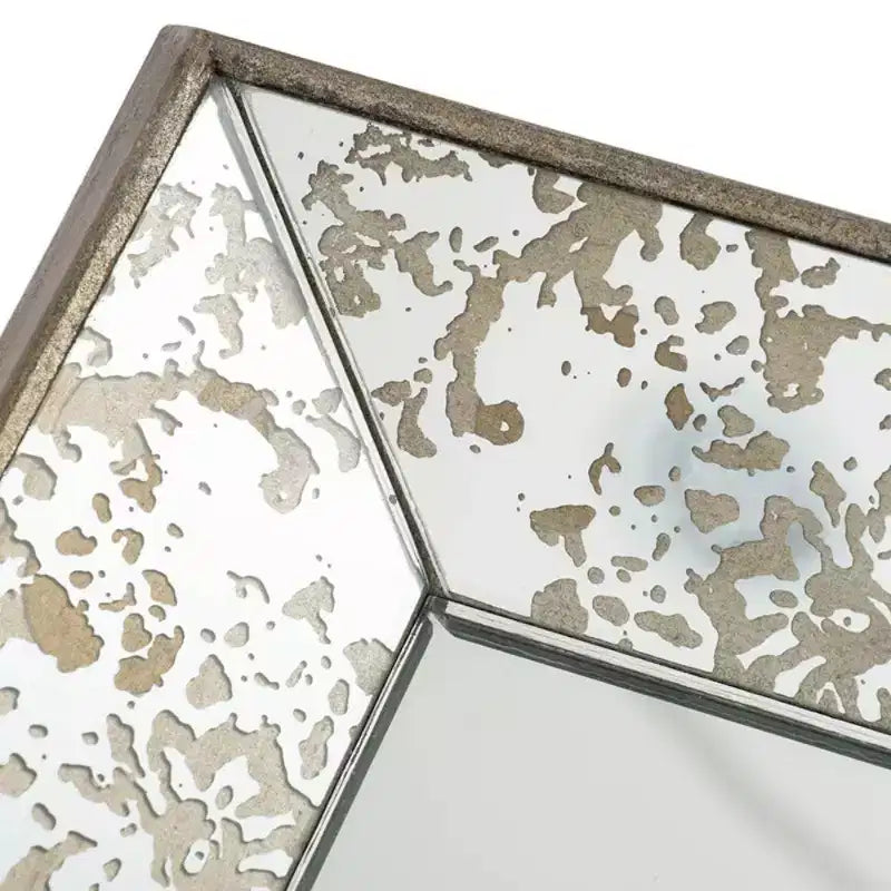 Specchio da parete rettangolare argento, cornice con accenti floreali, 1 pezzo