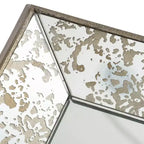 Specchio da parete rettangolare argento, cornice con accenti floreali, 1 pezzo