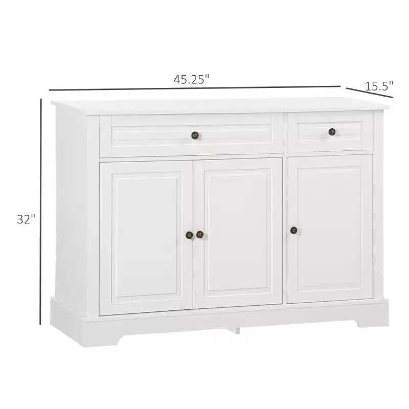 Madia/Credenza Nera/Bianca con 2 Cassetti e Ripiani Regolabili – Montaggio in 2 Persone