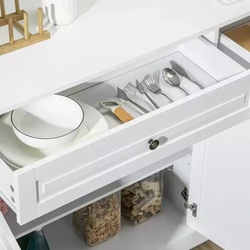 Madia/Credenza Nera/Bianca con 2 Cassetti e Ripiani Regolabili – Montaggio in 2 Persone