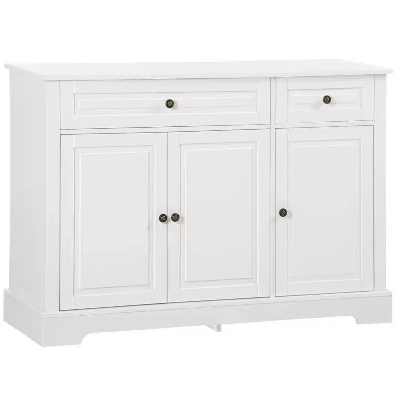 Madia/Credenza Nera/Bianca con 2 Cassetti e Ripiani Regolabili – Montaggio in 2 Persone