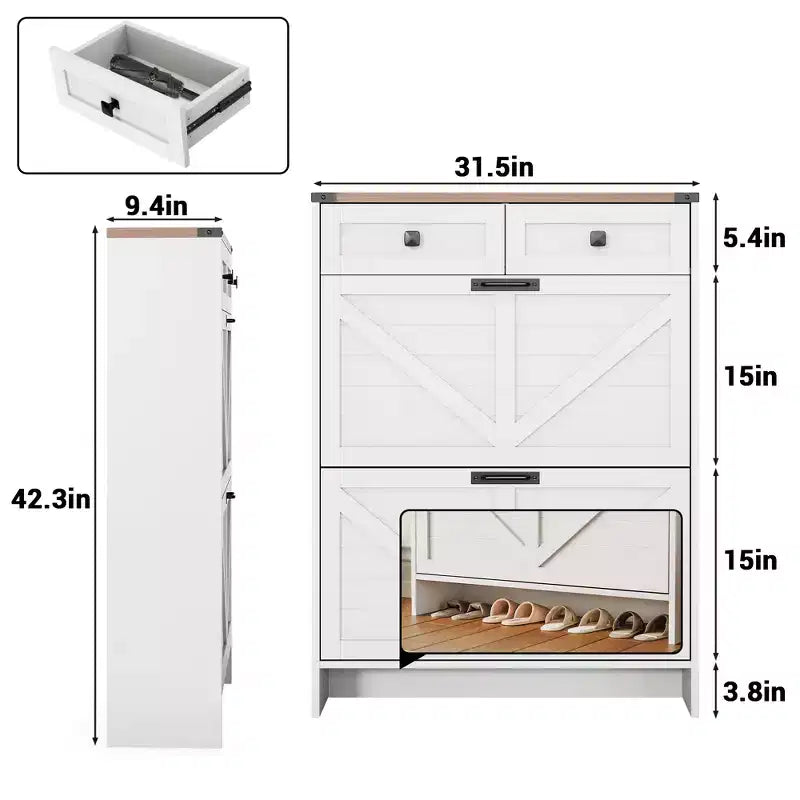 Scarpiera Bianca Sottile – 4 cassetti, Contiene 20 paia, 1-2 persone