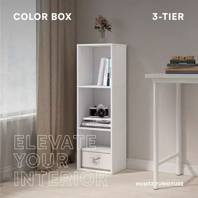 Libreria Etagere a 3 Ripiani Rovere Naturale / Bianco – Montaggio Monoposto
