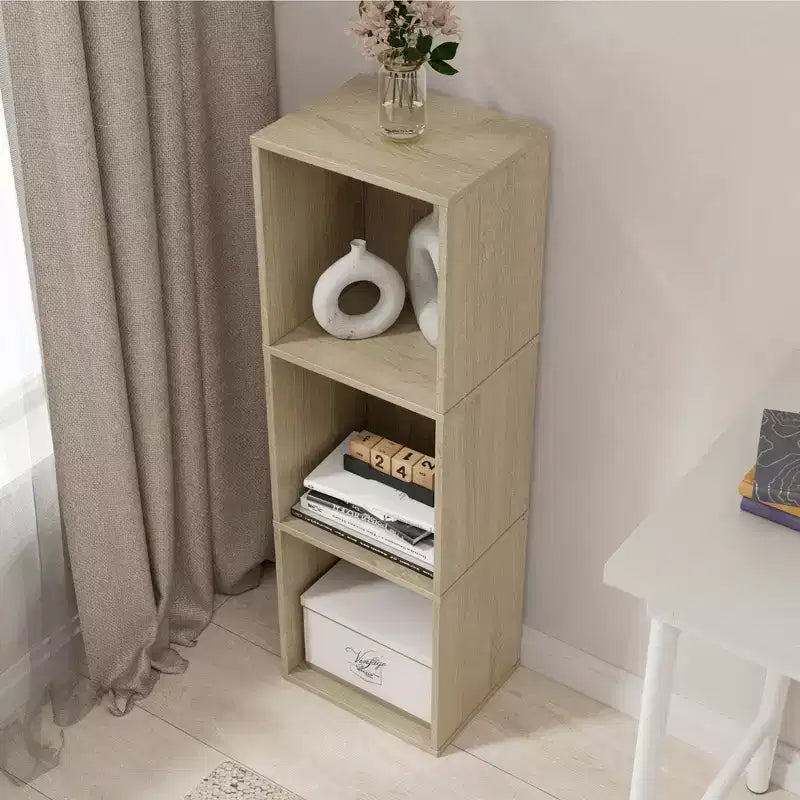 Libreria Etagere a 3 Ripiani Rovere Naturale / Bianco – Montaggio Monoposto