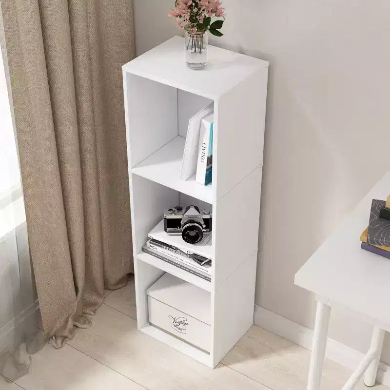 Libreria Etagere a 3 Ripiani Rovere Naturale / Bianco – Montaggio Monoposto