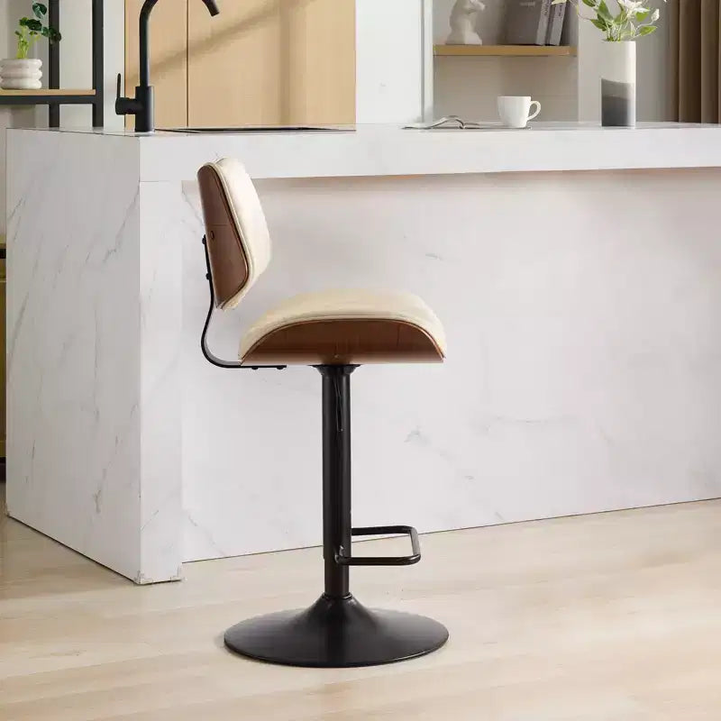 Sgabello da bar girevole regolabile Beige/Nero, stile Mid-Century, set da 2