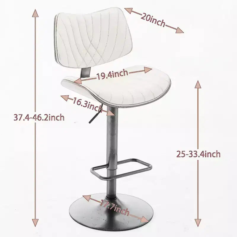 Sgabello da bar girevole regolabile Beige/Nero, stile Mid-Century, set da 2