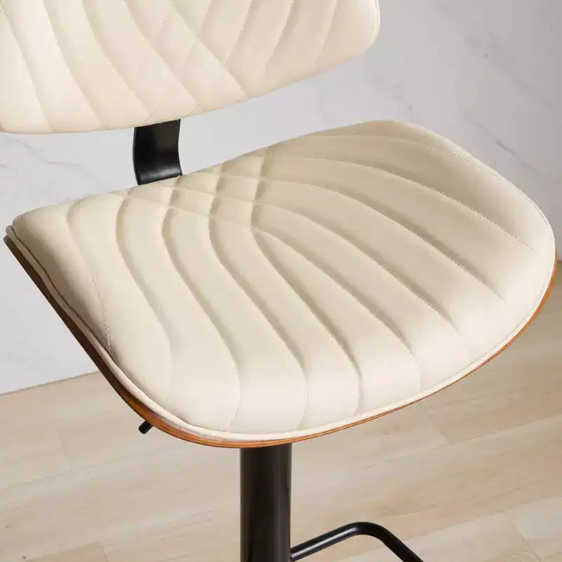 Sgabello da bar girevole regolabile Beige/Nero, stile Mid-Century, set da 2