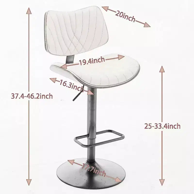 Sgabello da bar girevole regolabile Beige/Nero, stile Mid-Century, set da 2