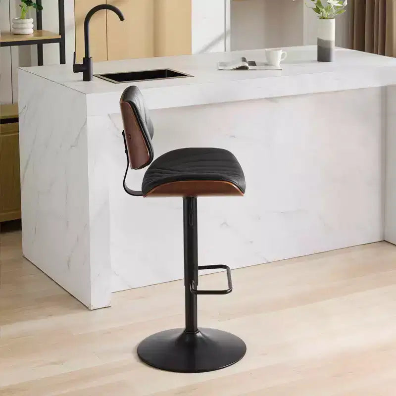 Sgabello da bar girevole regolabile Beige/Nero, stile Mid-Century, set da 2