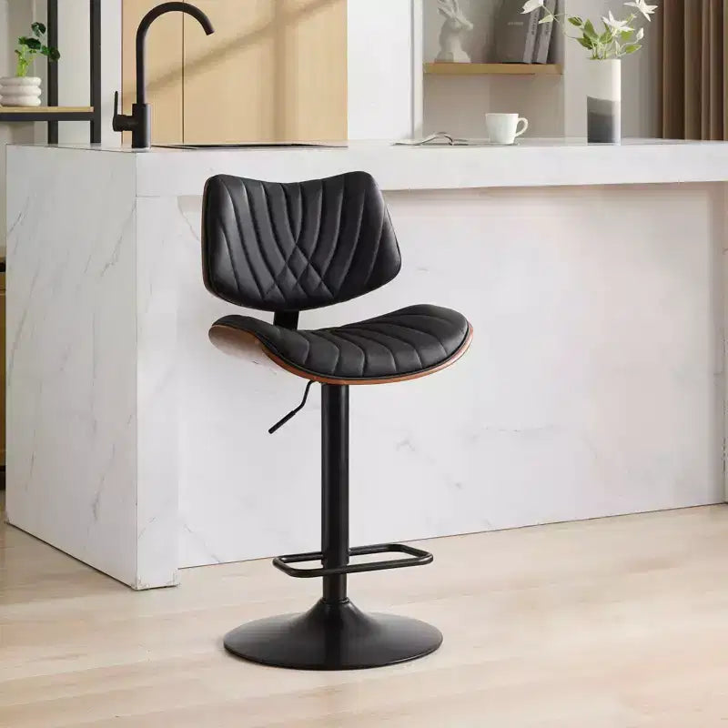 Sgabello da bar girevole regolabile Beige/Nero, stile Mid-Century, set da 2
