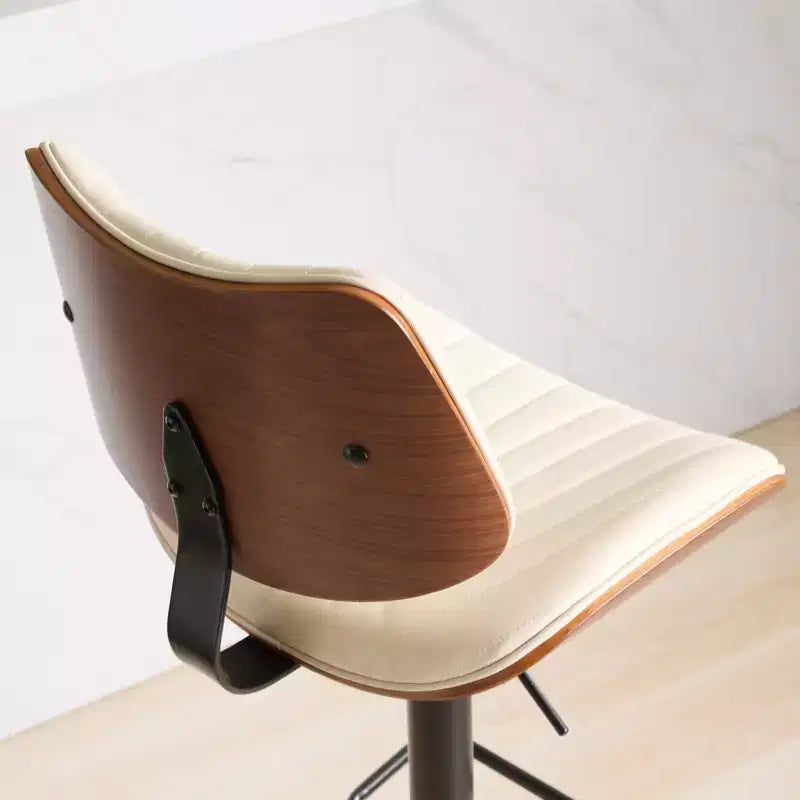 Sgabello da bar girevole regolabile Beige/Nero, stile Mid-Century, set da 2