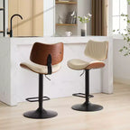 Sgabello da bar girevole regolabile Beige/Nero, stile Mid-Century, set da 2