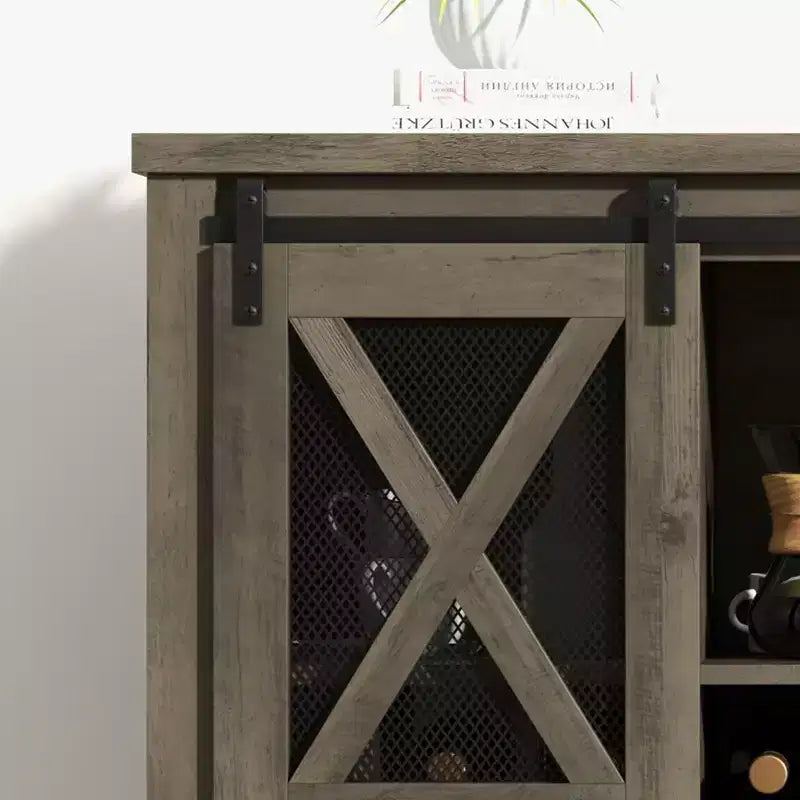 Contrasto bianco e marrone/grigio armadietto bar per vini con anta scorrevole – 2 ante