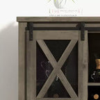 Contrasto bianco e marrone/grigio armadietto bar per vini con anta scorrevole – 2 ante