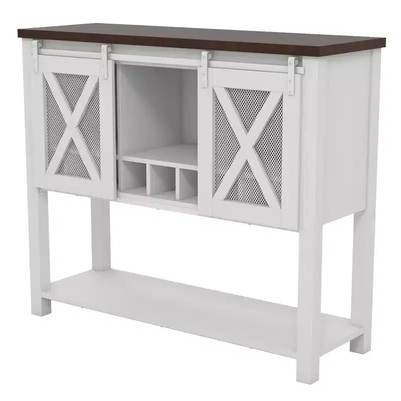 Sideboard Buffet Storage Cabinet, Farmhouse Wine Bar Cabinet, with Wine Glass Rack, Ideal for Home,Dining, Living Room