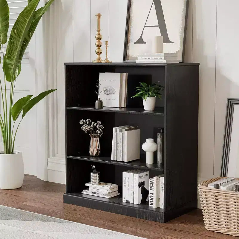 PexFix 36x31x16 Doorless Wood Bookshelf Storage Cabinet Bookcase&Office Cabinet for Kitchen Bedroom Entryway Living Room Dinning Room Black