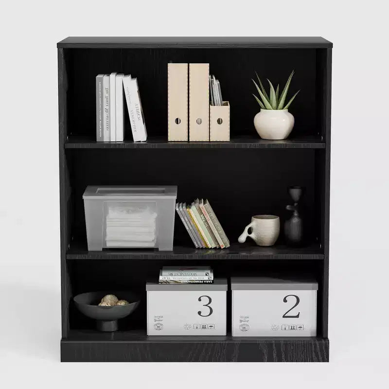 Libreria aperta senza ante/mobile contenitore in legno nero – Unità singola