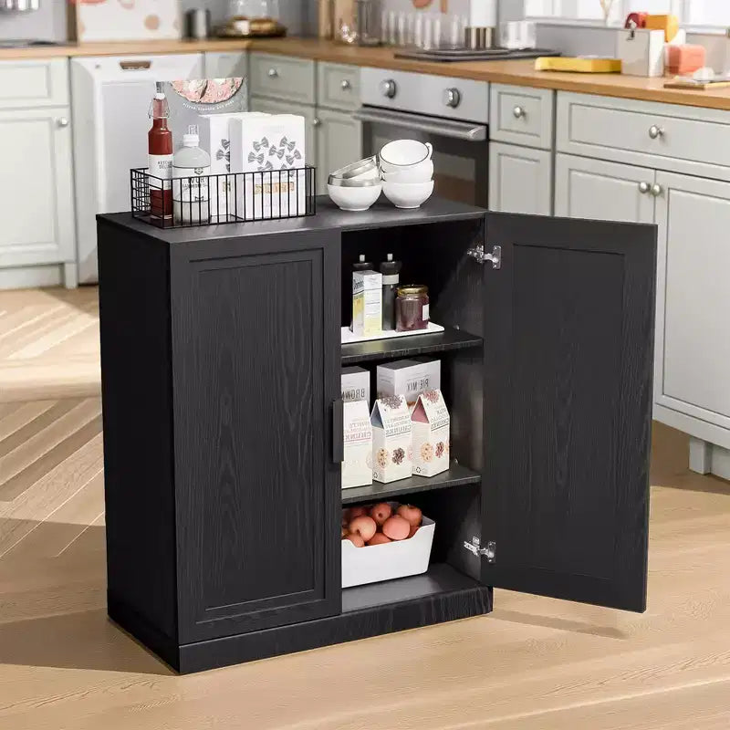 Mobile contenitore nero con venature in legno da 91 cm con 2 ante e ripiano regolabile
