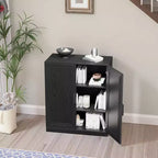 Mobile contenitore nero con venature in legno da 91 cm con 2 ante e ripiano regolabile