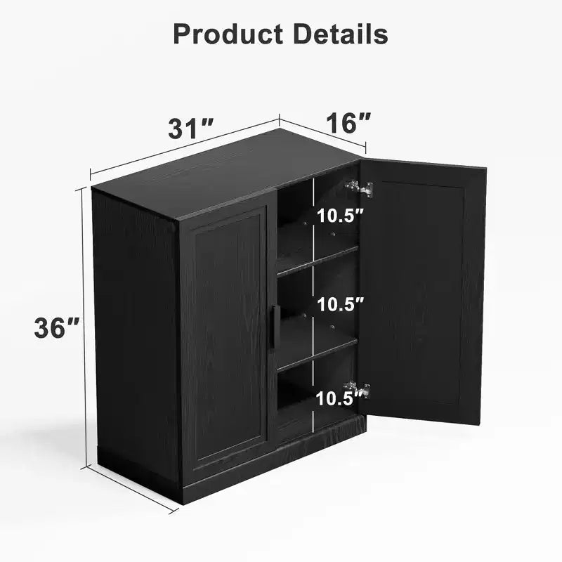 Mobile contenitore nero con venature in legno da 91 cm con 2 ante e ripiano regolabile