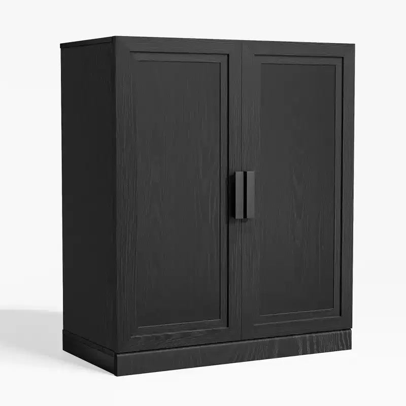 Mobile contenitore nero con venature in legno da 91 cm con 2 ante e ripiano regolabile