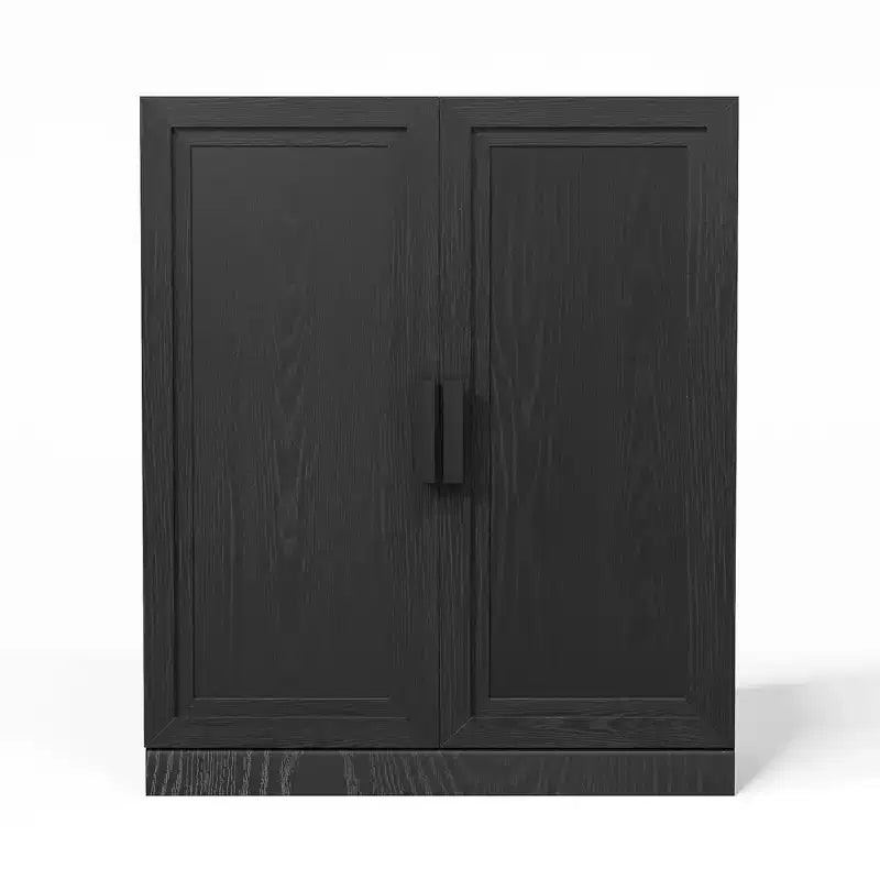 Mobile contenitore nero con venature in legno da 91 cm con 2 ante e ripiano regolabile
