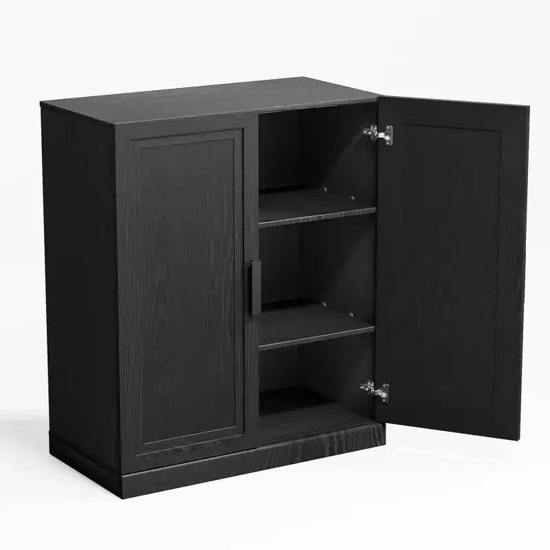 Mobile contenitore nero con venature in legno da 91 cm con 2 ante e ripiano regolabile