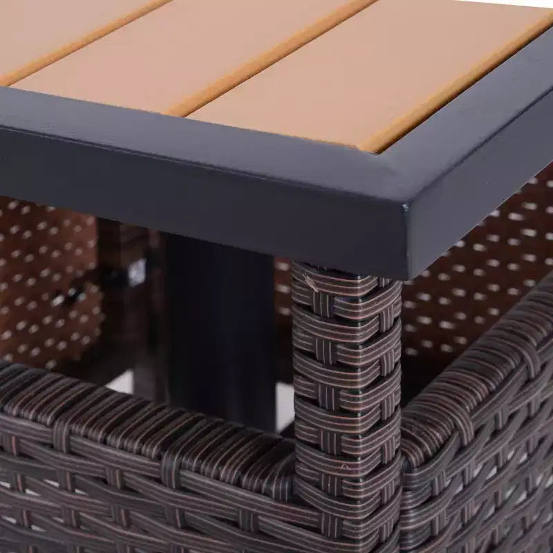Tavolino da esterno in vimini rattan con foro per ombrellone, marrone/nero, 2 colori, 1 persona