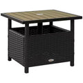 Tavolino da esterno in vimini rattan con foro per ombrellone, marrone/nero, 2 colori, 1 persona
