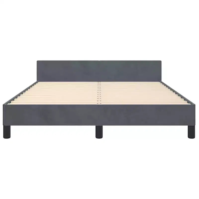 Struttura letto matrimoniale Queen Size in velluto grigio scuro, senza testiera, per 2 persone