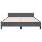 Struttura letto matrimoniale Queen Size in velluto grigio scuro, senza testiera, per 2 persone