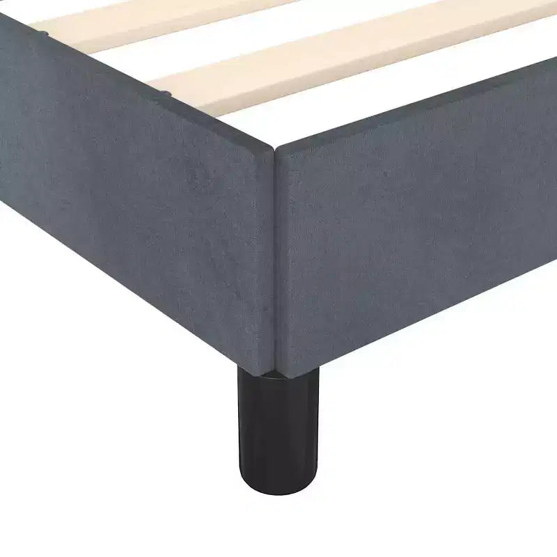 Struttura letto matrimoniale Queen Size in velluto grigio scuro, senza testiera, per 2 persone