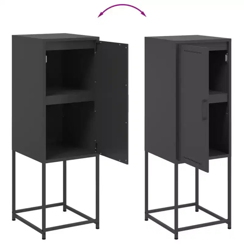Highboard in Acciaio Nero – Anta Singola, Stile Industriale