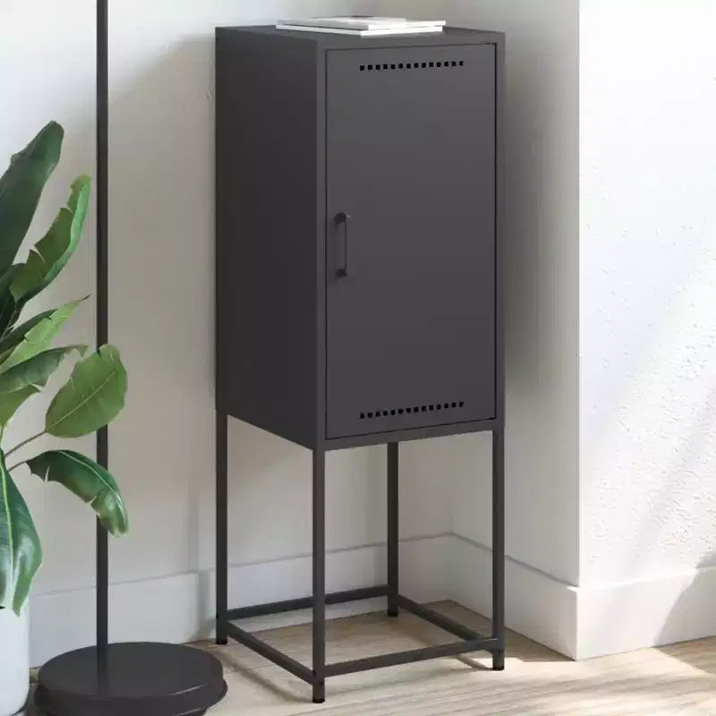 Highboard in Acciaio Nero – Anta Singola, Stile Industriale