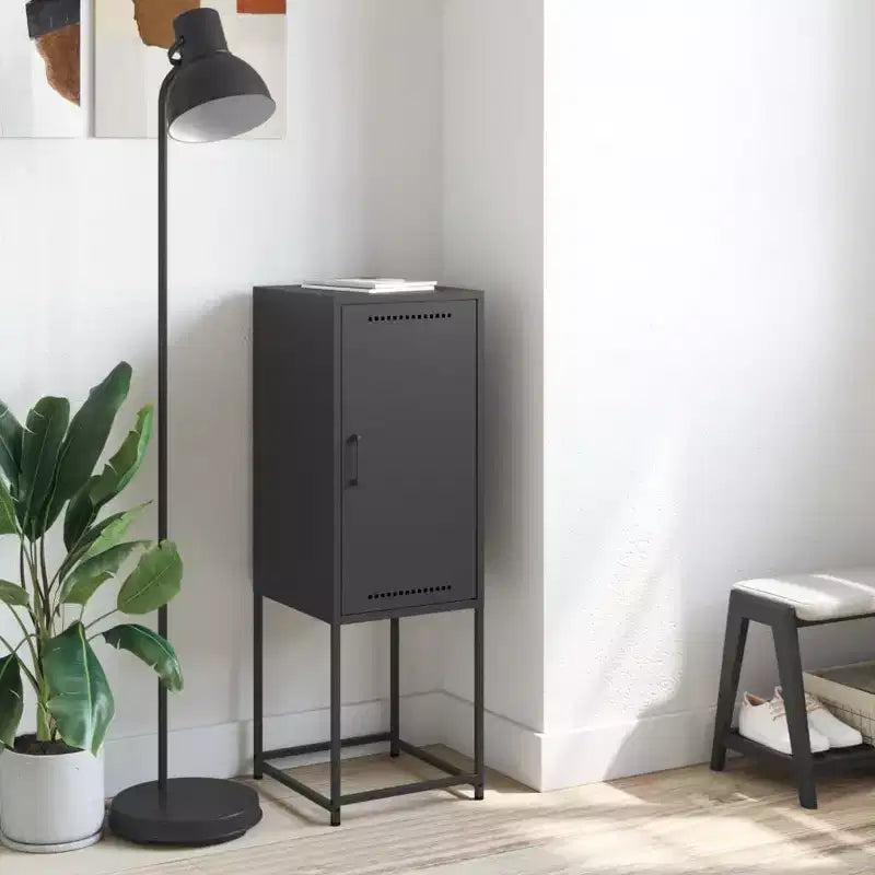 Highboard in Acciaio Nero – Anta Singola, Stile Industriale