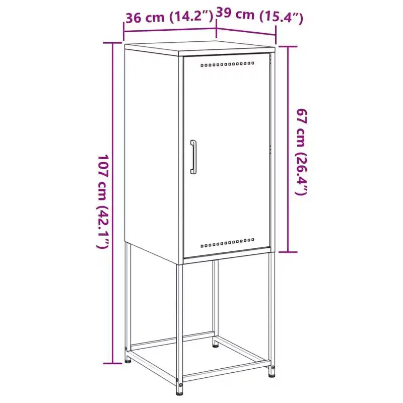 Highboard in Acciaio Nero – Anta Singola, Stile Industriale