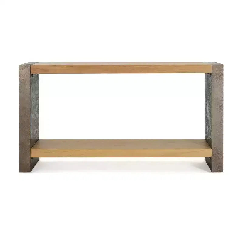 Tavolo Consolle Industriale Marrone con Ripiano Inferiore, Top Effetto Legno, 150 cm Larghezza, Montaggio 1 Persona