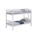 Royal Hampton Twin Bunk Bed, Convenient Ladder, Arch Slat Design, White Solid Wood