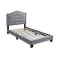 Royal Hampton Button Tufted Full Velvet Bed with Curved Headboard, Gray