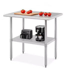 COZONY Stainless Steel Work Table with Undershelf, Commercial Prep Table for Kitchen and Utility Use