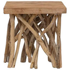 Tavolino quadrato, marrone, base in legno incrociata, 1 pezzo