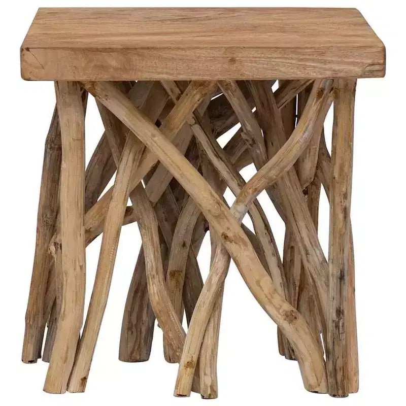 Tavolino quadrato, marrone, base in legno incrociata, 1 pezzo